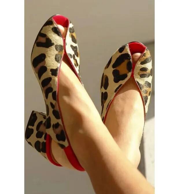Leopard Print Peep Toe Slingba - Men Shoes Office 评论和价格